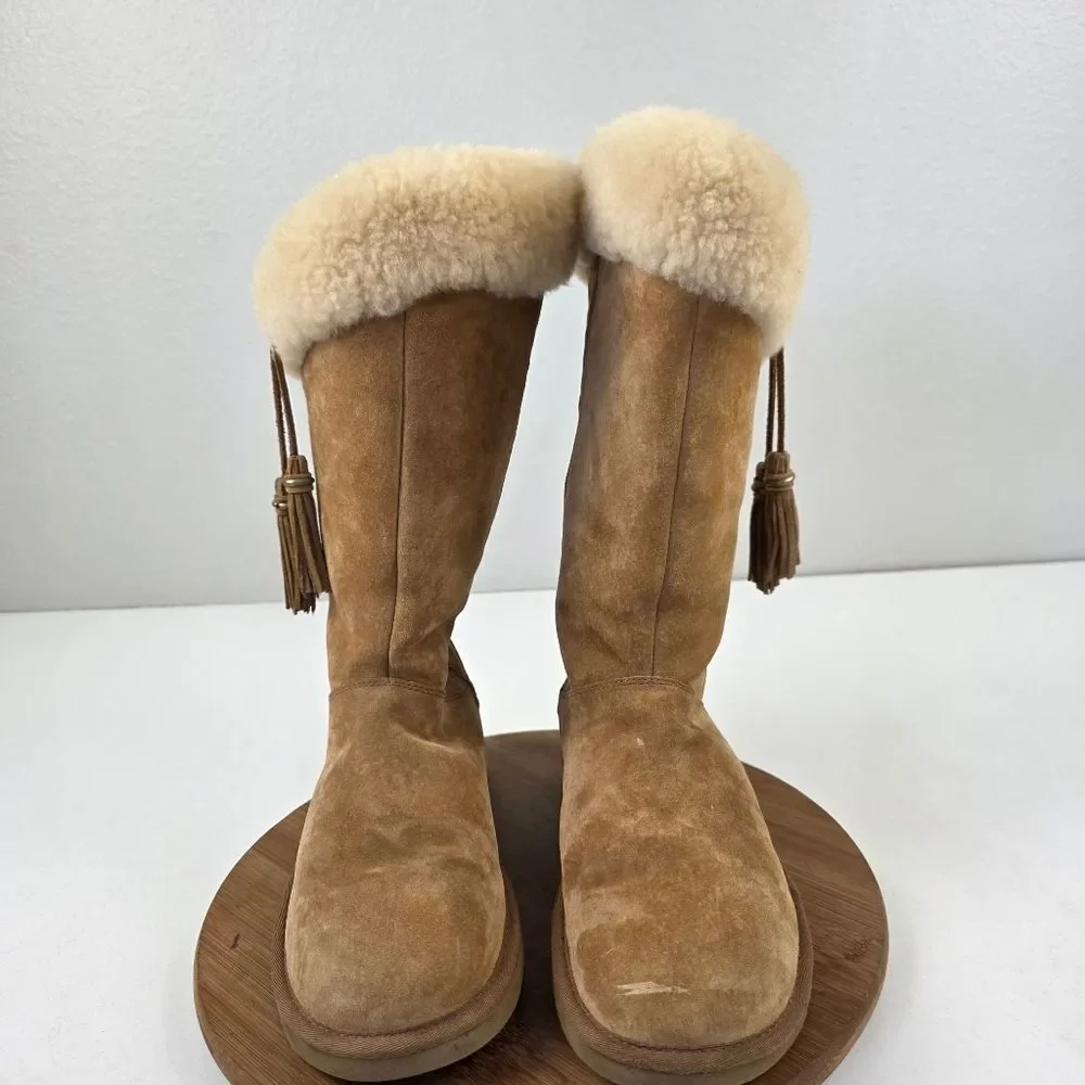 UGG Australia Plumdale Winter Boots Womens Sz 10 EU‎ 41 Brown Leather Sheespkin